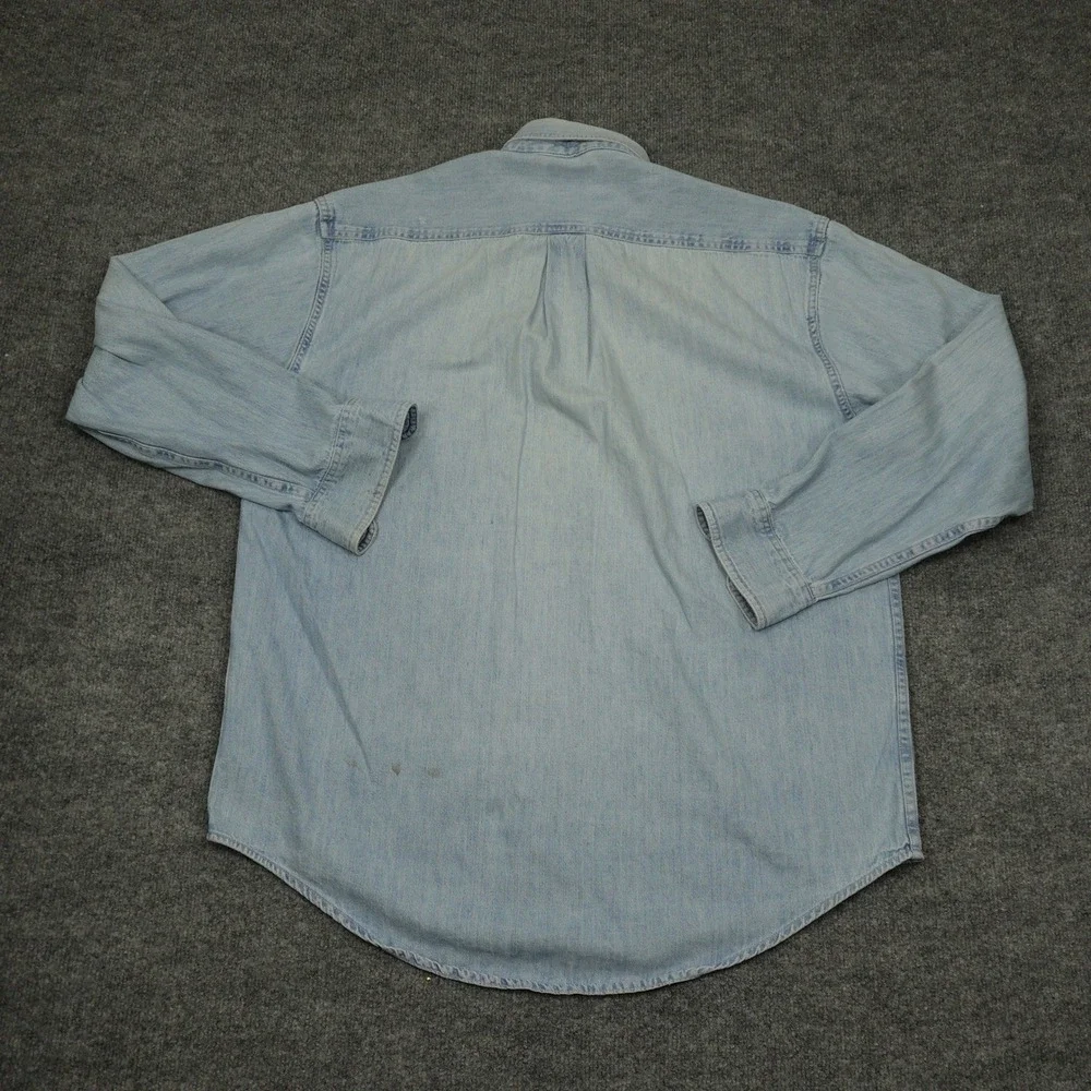 Vintage L.L. Bean Shirt Mens Large Tall Blue Denim Button Down Long Sleeve W861